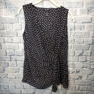 Black with White Polkadots Sleeveless Silk Blouse